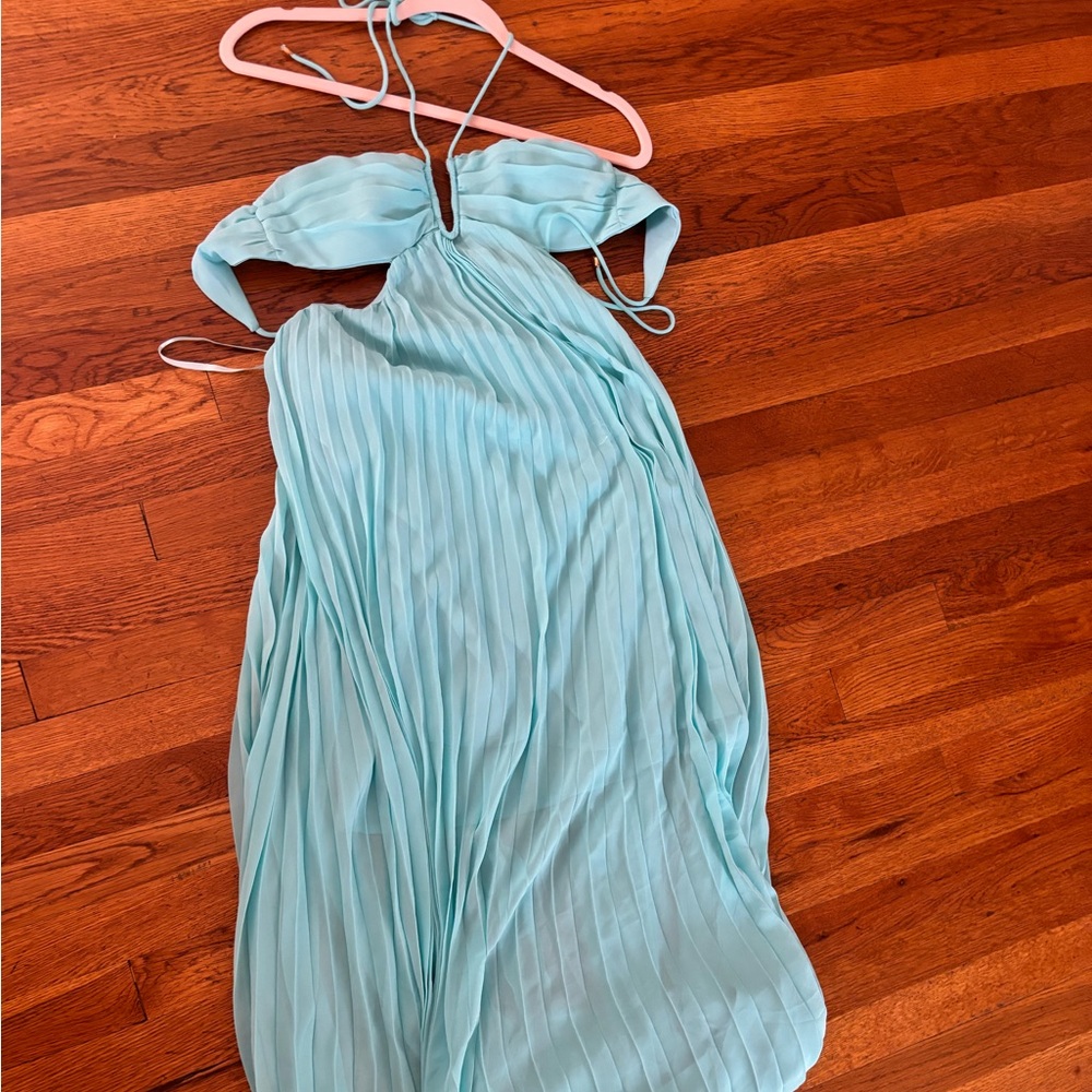 Sage and Paige teal dress.